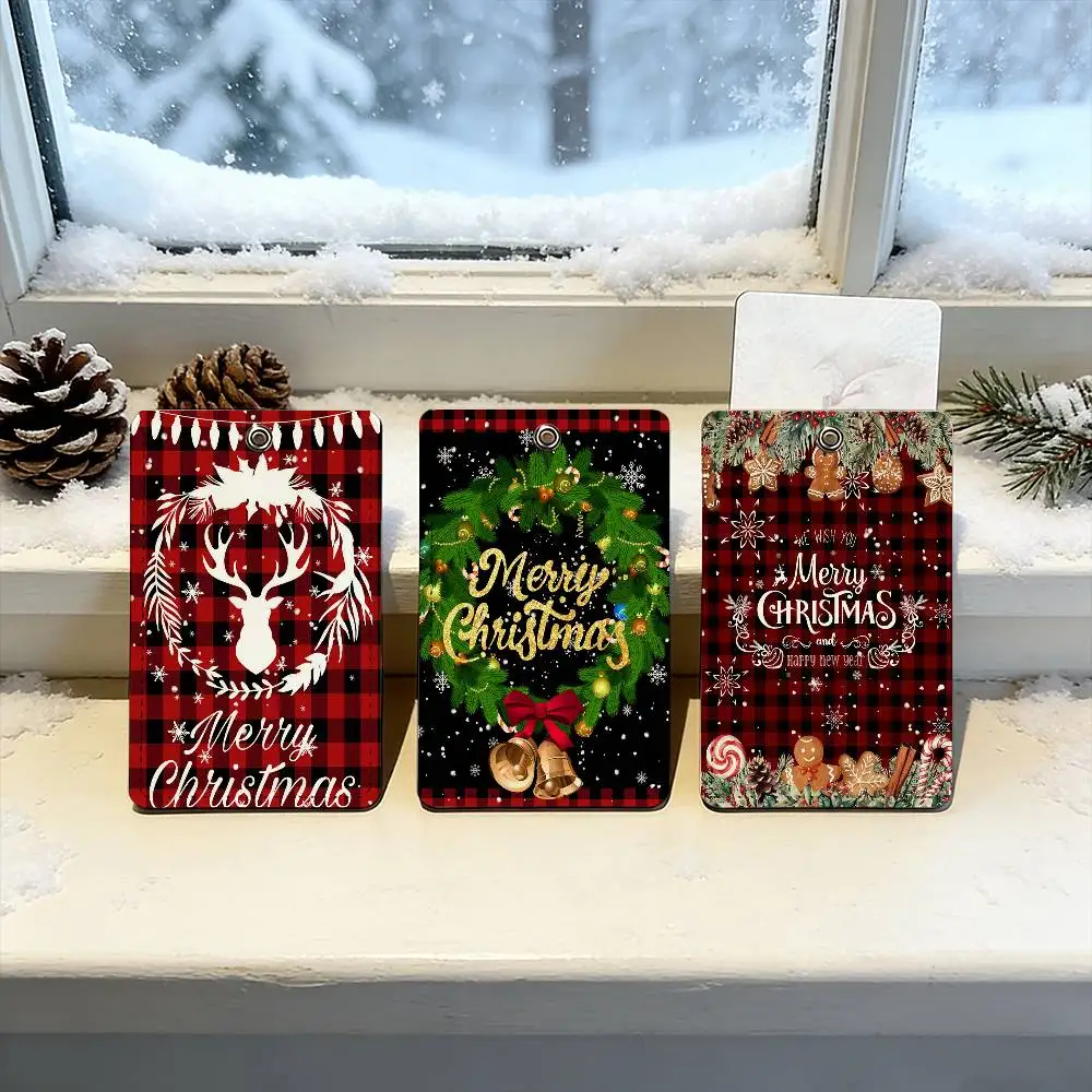 

Merry Christmas Gift Santa Claus Reindeer Card Clip Protective Sleeve Bank Bus Credit Card Protective Sleeve ID Card