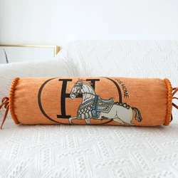 Nordic Simple Candy Shape Pillow Living Room Sofa Chenille Cylindrical Pillow Bedroom Backrest Waist Cushion Washable