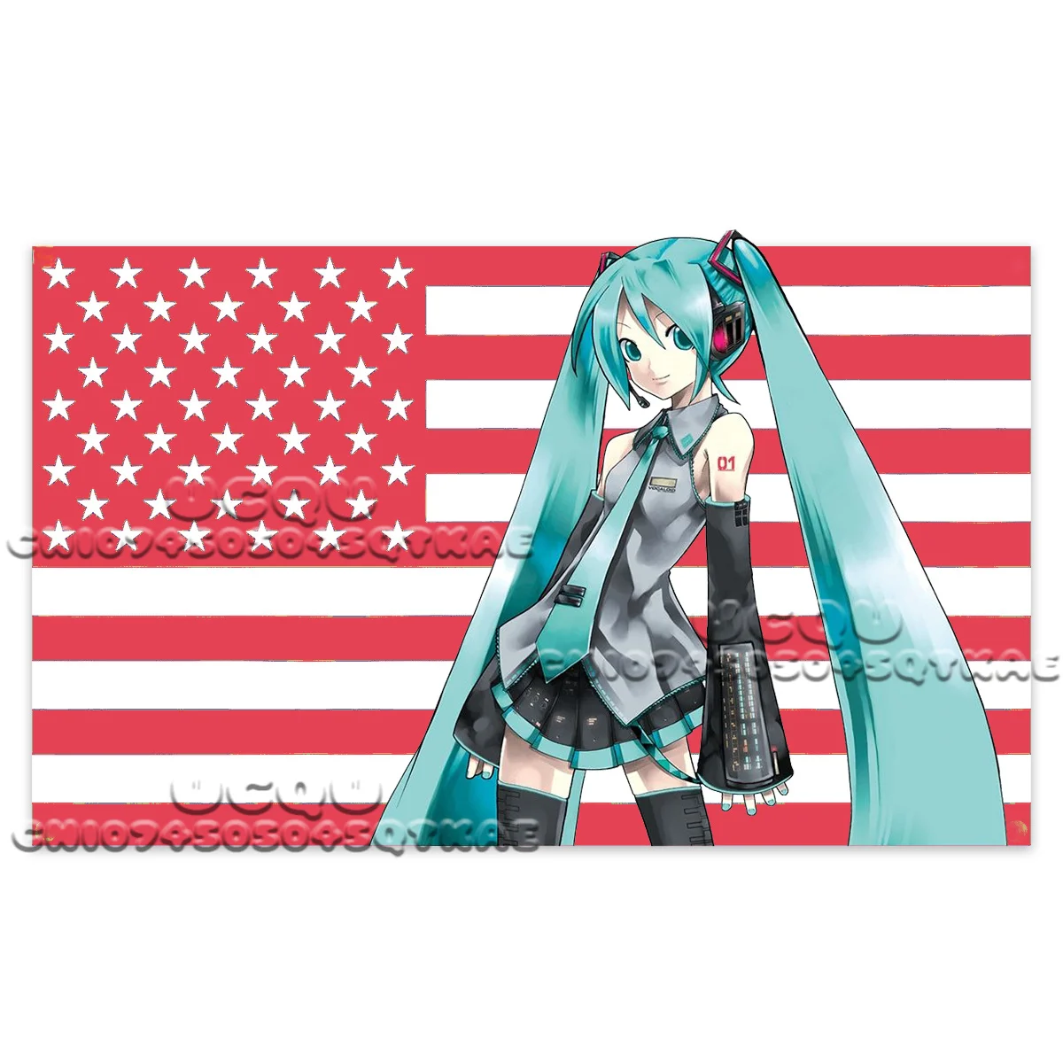 أنيمي هاتسون ميكو نسيج العلم الأمريكي نسيج زخرفة خلفية عنبر السرير نسيج غرفة المعيشة أريكة خلفية القماش #4