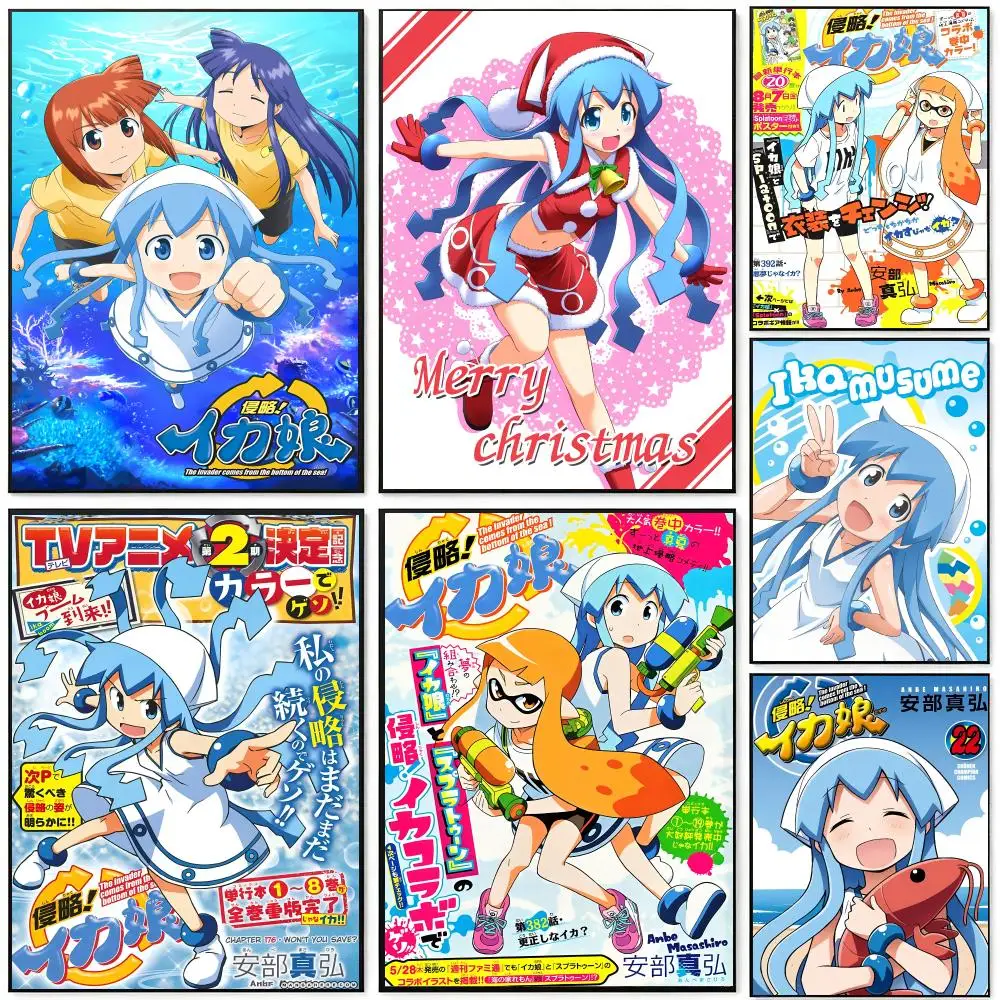 Anime Squid Girl Poster HD Waterproof Self-Adhesive Wall Art – Multi-Scene Use, Top Gift Pick