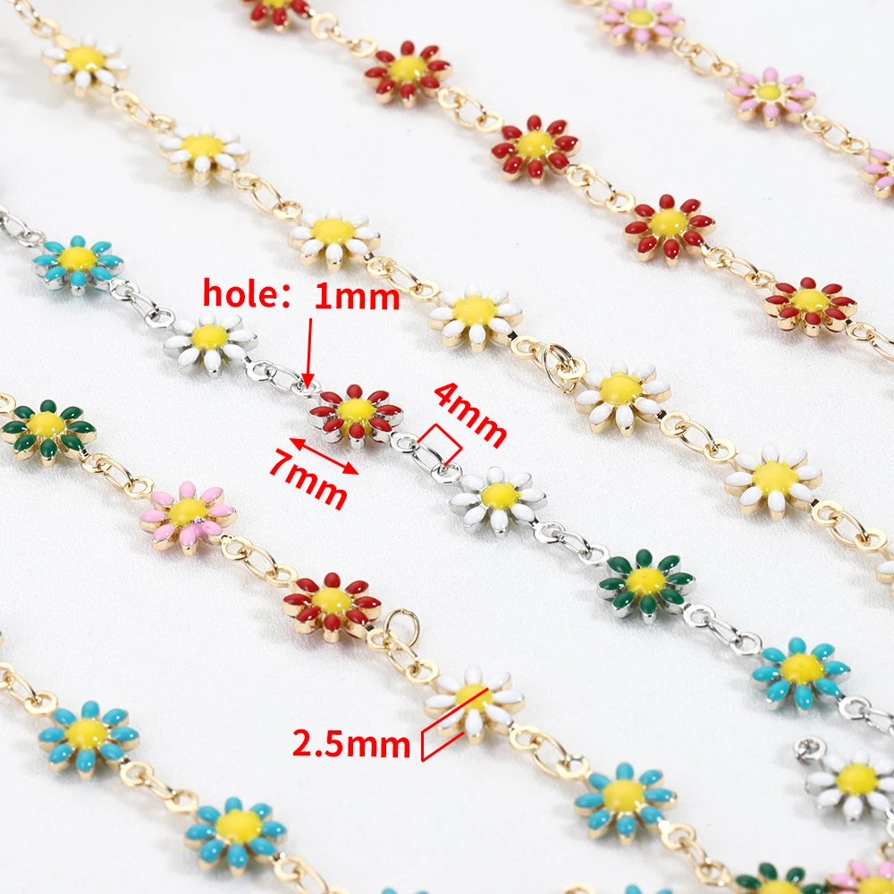 0.5/1 meter Preserving Dripping Oil Daisy Chain Small Fresh  Flower Handmade Necklace Bracelet Loose Chain Jewelry Accessories