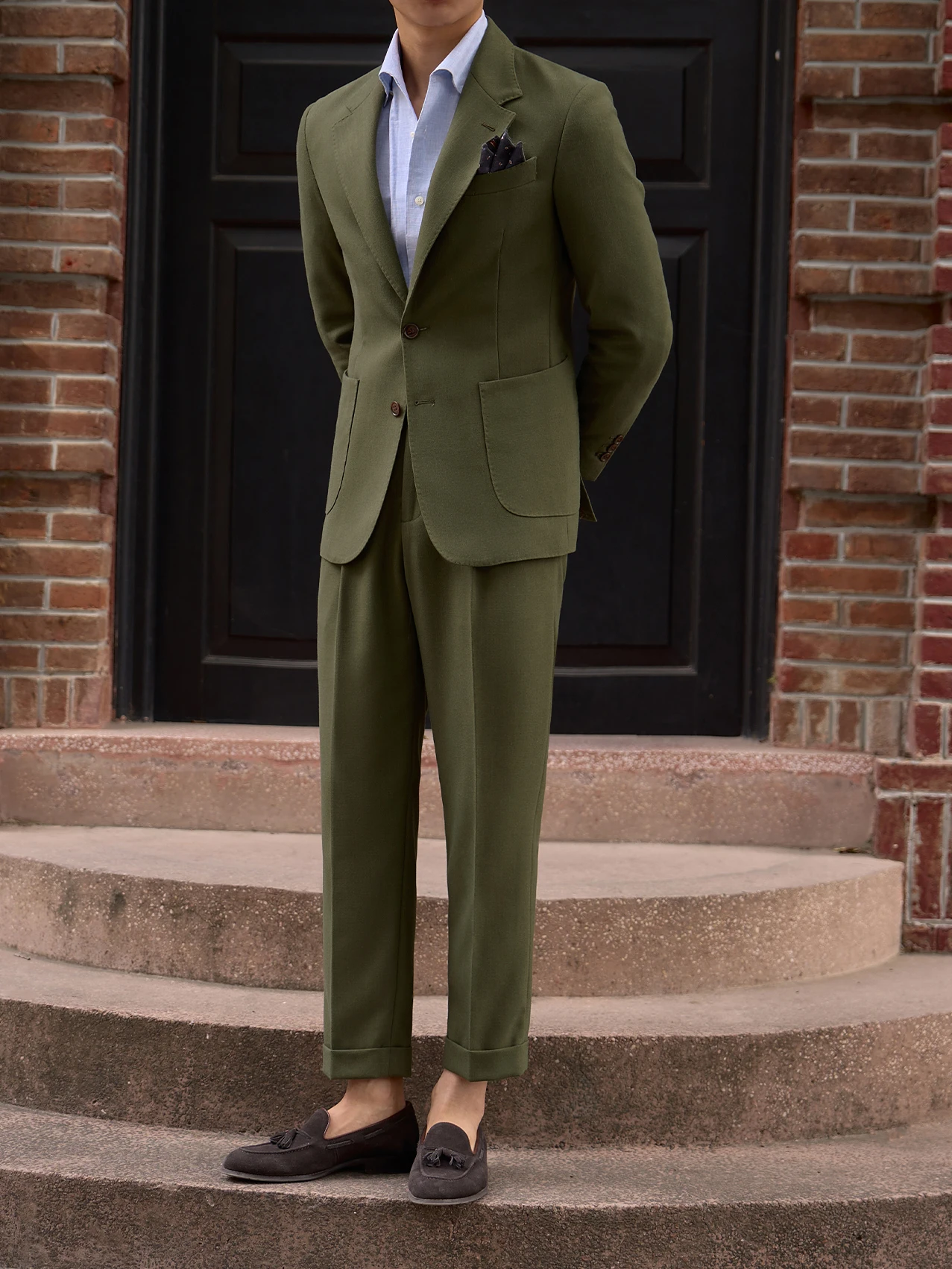 YF40  Temperament Suit for Men British Business Slim-fit Formal Groom Wedding Casual Apricot Blazer