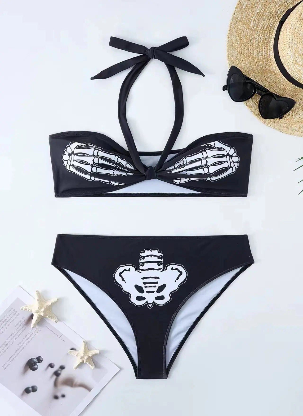 Bandeau Bikinis 2024 Women Sexy Two Pieces Swimsuit Skull Print Swimwear Female Bathers Bathing Swimming Swim Suit Beachwear