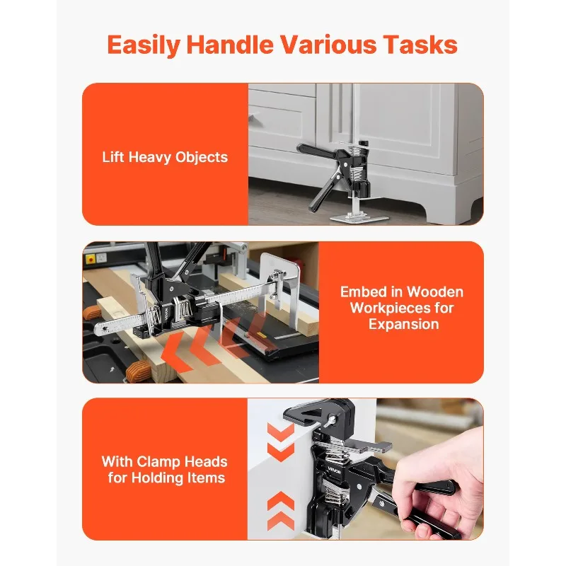 SucceBuy 2 قطعة 170 مللي متر توفير العمالة الذراع جاك تحمل قدرة معدنية اليد رفع جاك أداة مع مستوى المغناطيسي ارتفاع قابل للتعديل #5