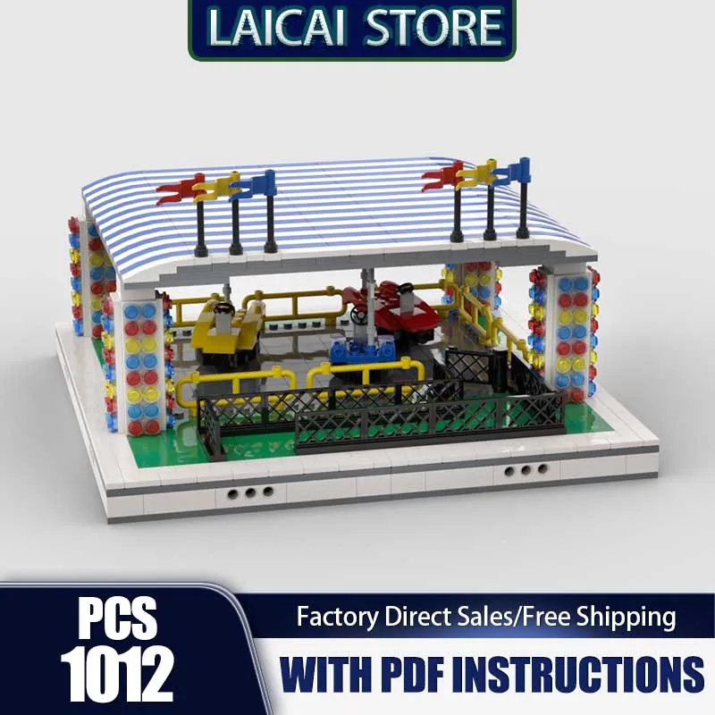 

City Street View Moc Building Blocks Bumper Cars for Modular Amusement Park Model Technology Bricks DIY Assembly Holiday ToyGift