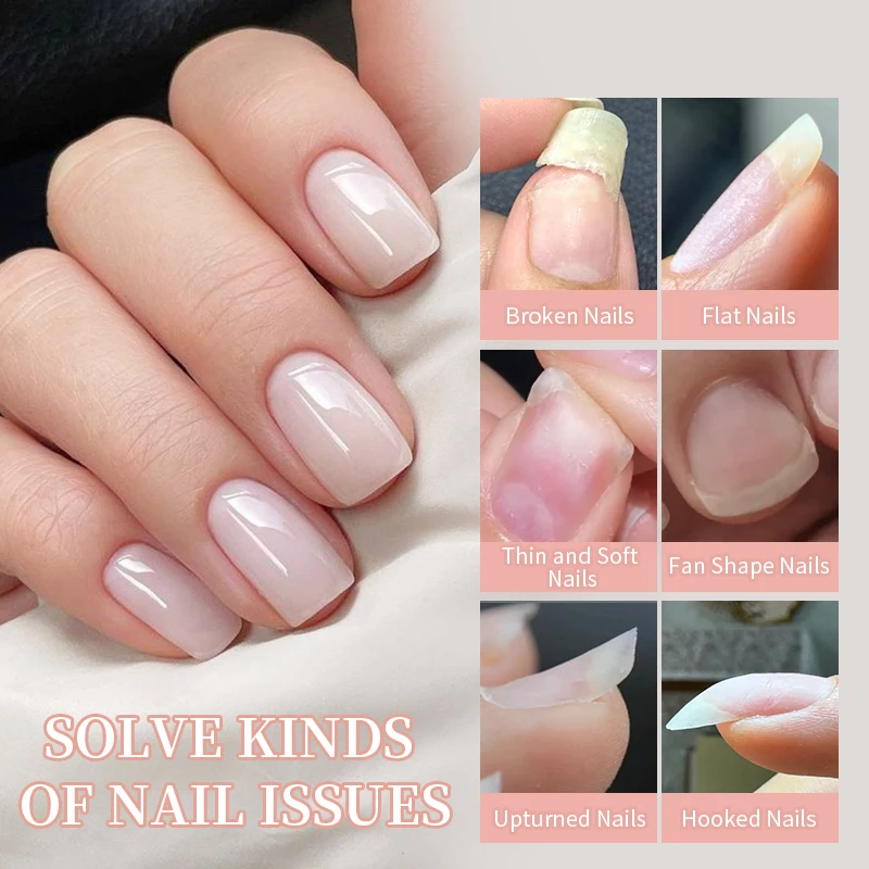 BORN PRETTY 10ML Fiber Rubber Base Gel Nail Polish Set 6 Colors Jelly Pink Natural Color Semi Permanent Soak Off UV LED Nail Art