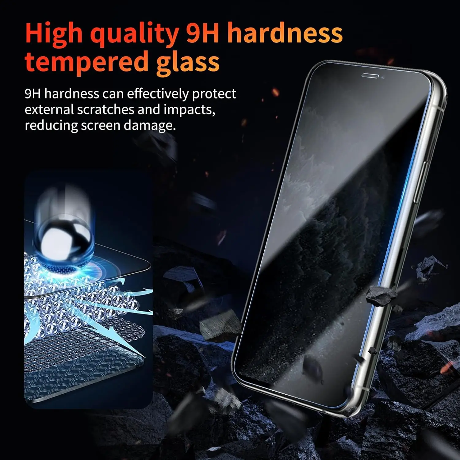 3 قطع 9H زجاج مقسى مضاد للتجسس لهاتف iPhone 11 Pro Max واقي شاشة الخصوصية