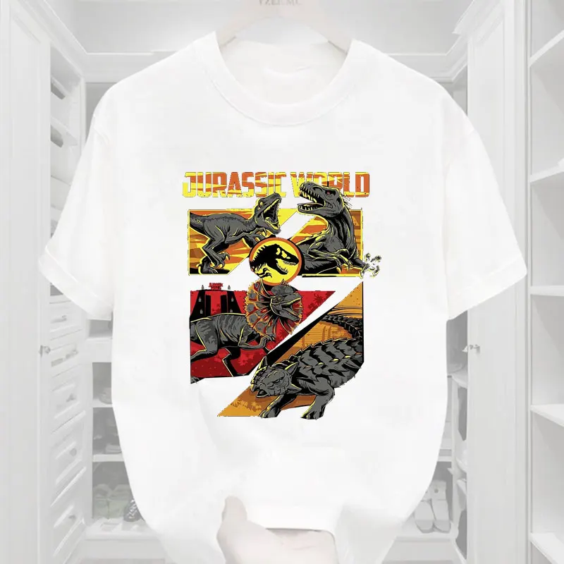 Jurassic Park Camiseta Tweezijdig bedrukte T-shirt Goth Casual Klassiek Puur Katoen Herenkleding Vrouw Grafisch T-shirt met korte mouwen