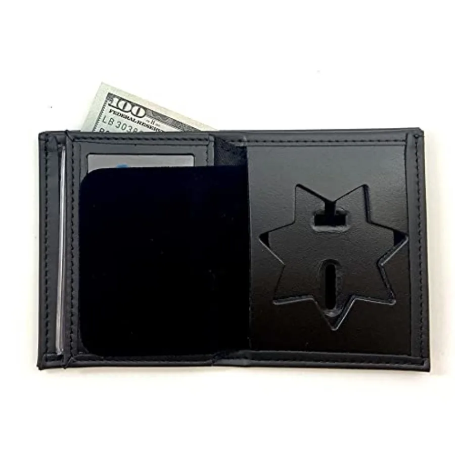 

Двухсекционный скрытый кошелек-портмоне 7 Point Star Bi-Fold Hidden Badge Wallet Cutout PF33, подходит для Blackinton B447 Seven-Point Star