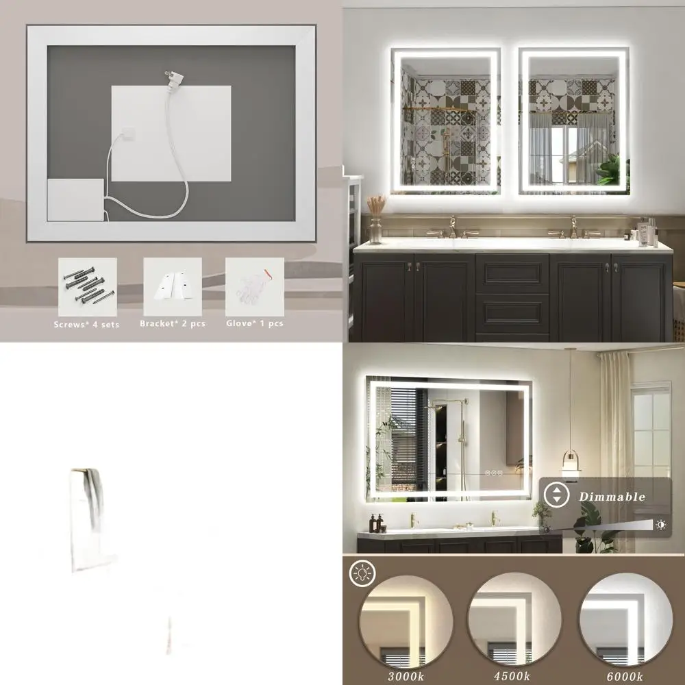 

Dimmable 40x30 LED Vanity Mirror with Anti-Fog and Shatterproof Features, ETL Listed, Front & Back Lighting