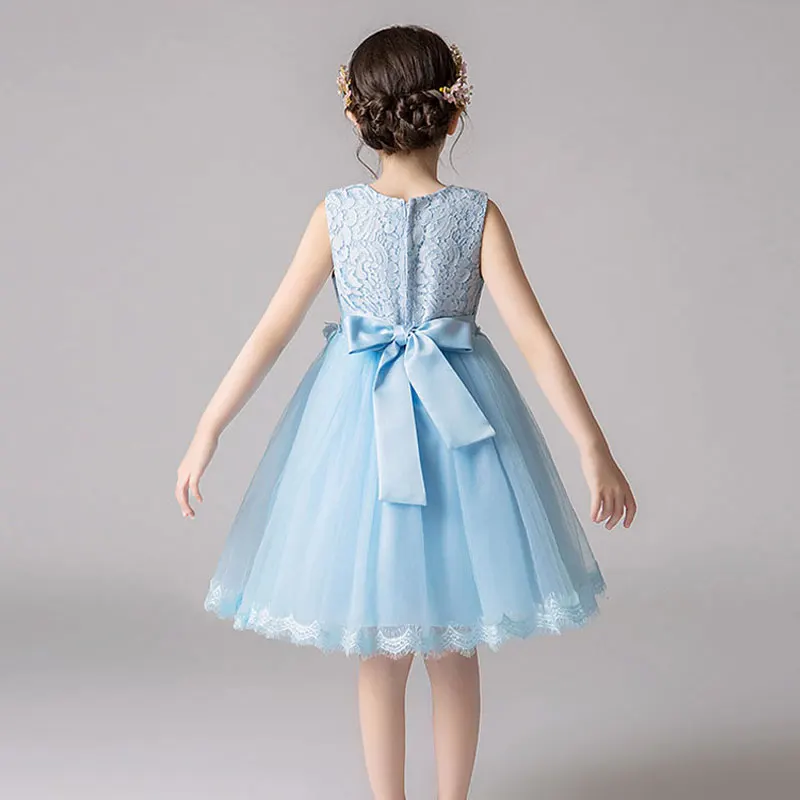 Summer Kids Clothes Girls Dresses Lace Mesh Sleeveless Flower Girl Dresses for Weddings Summer Girls Party Dress 3-12 Years