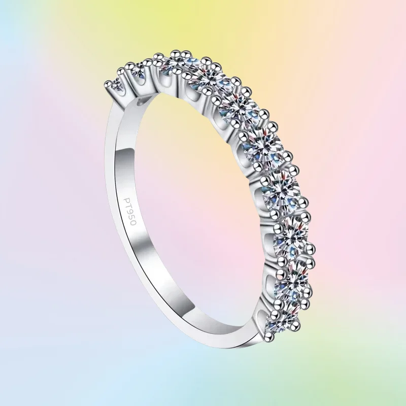 

Платиновый бриллиант PT950, одна линия, VVS1, цвет D, 0,6/1CT, десять муассанитов, минималистичное и универсальное кольцо для женщин, оригинальный сертифицированный V