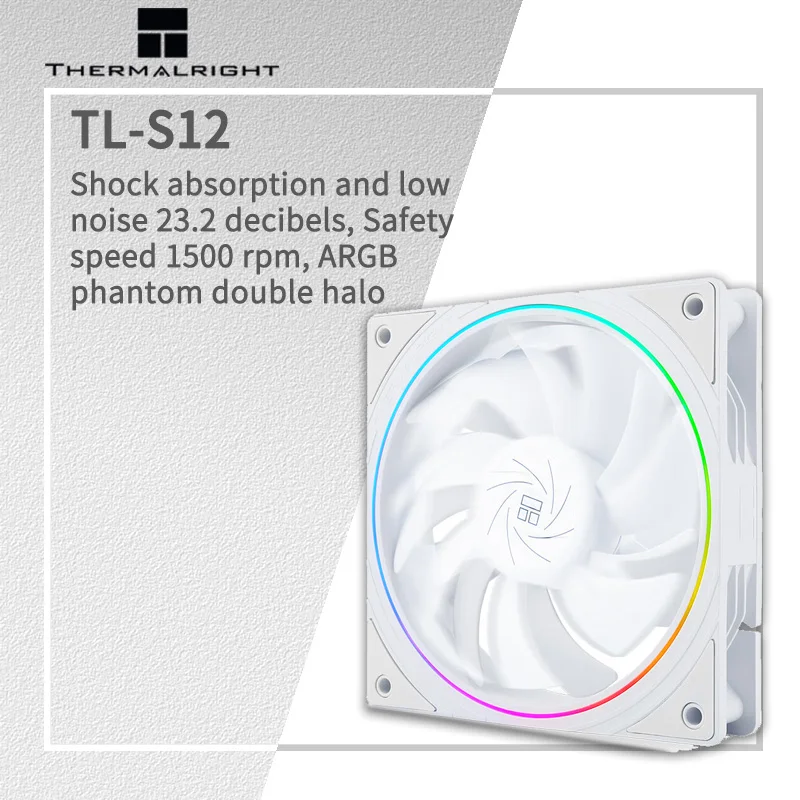 Thermalright TL-S12 컴퓨터 케이스 냉각 선풍기, PWM ARGB 다채로운 조리개, 속도 조절, 충격 흡수, 무소음 케이스 선풍기, 12cm 