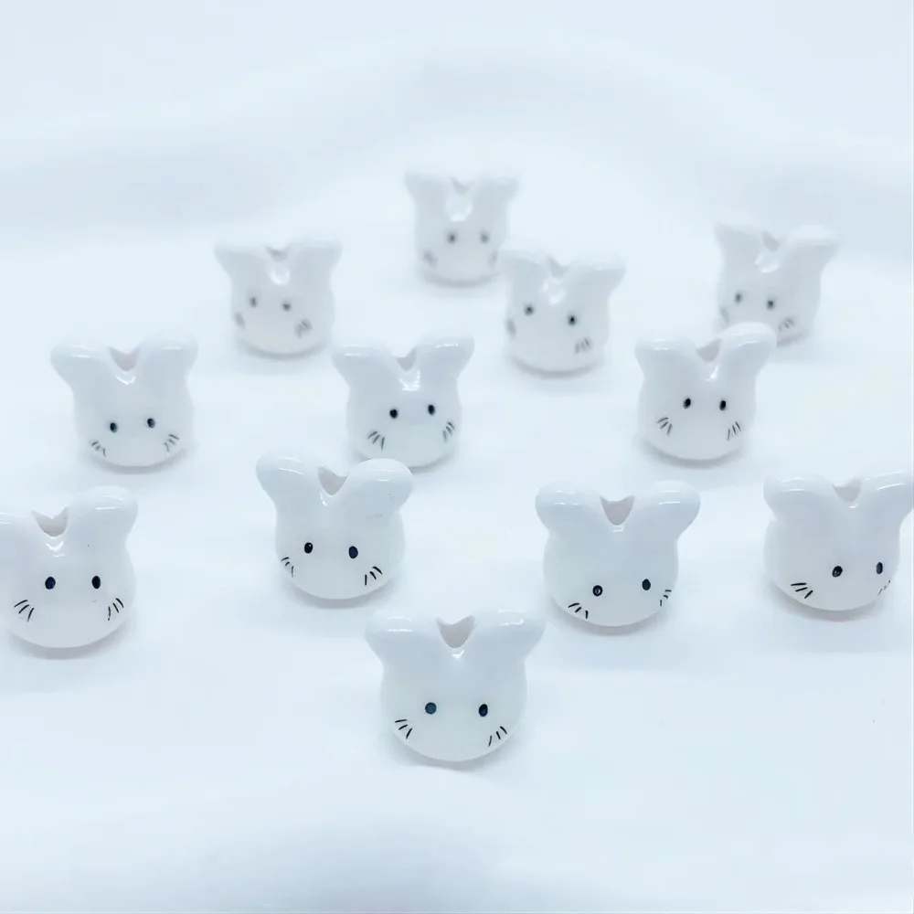 10Pcs Rabbit Colorful Chinchillas Ceramic Beads Ceramic Animal Rabbit Shape Porcelain Bead Cute Colorful