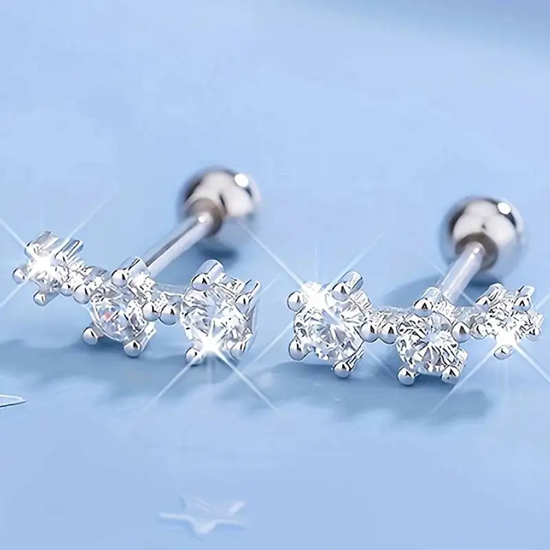 Huitan Minialist Damen-Ohrstecker mit glänzendem Zirkonia, vielseitiges, trendiges Accessoire für den Alltag, bezaubernder Schmuck für Partys