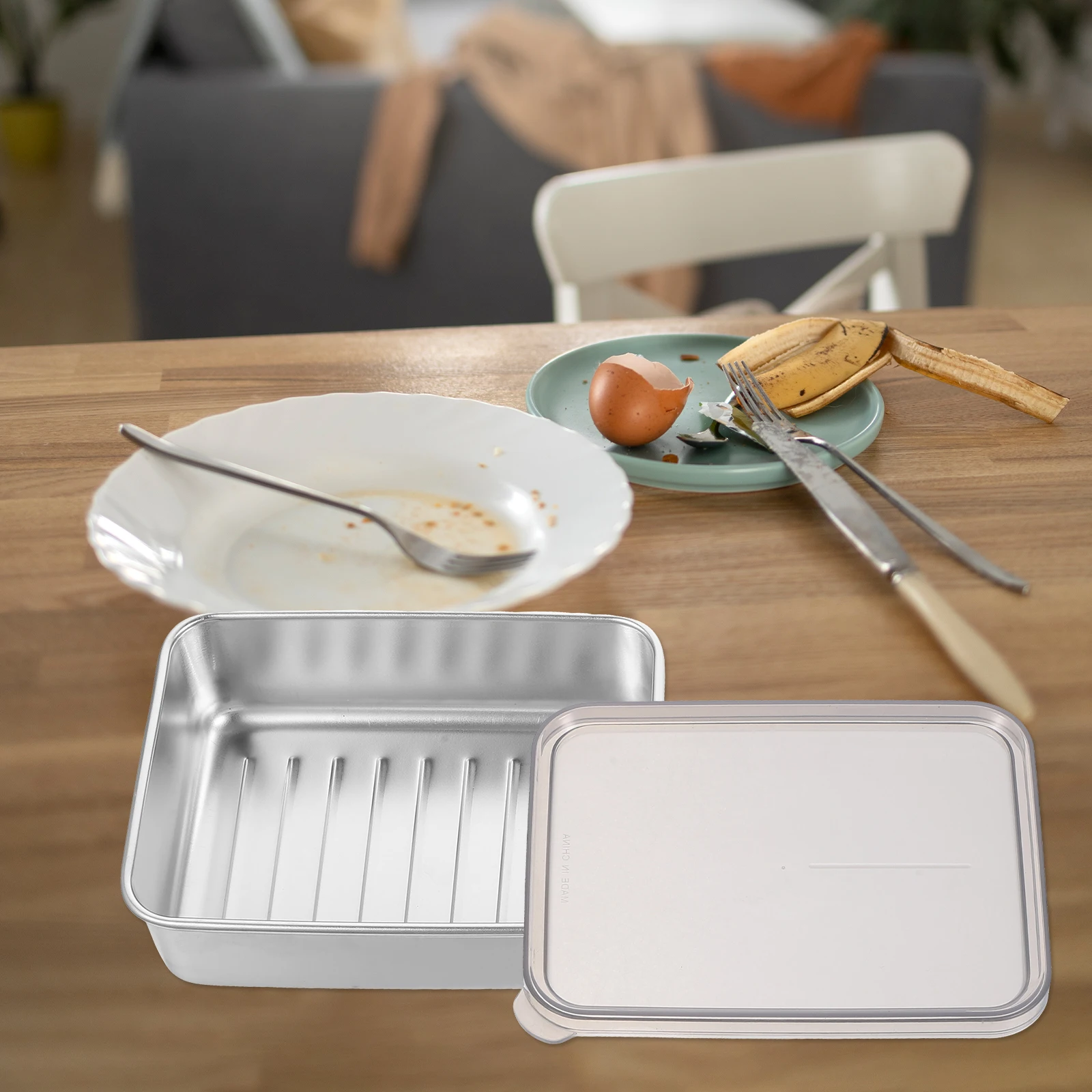 

Cheese Storage Box Stainless Steel Airtight Container Smooth Surface Easy Clean Cheese Slice Holder Butter Storage