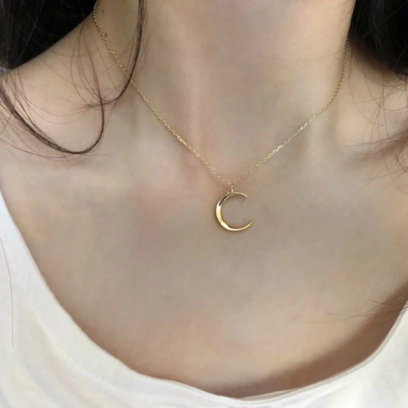 New Fashion Sweet Moon Silver Plated Jewelry Temperament Crescent Clavicle Chain Pendant Necklaces