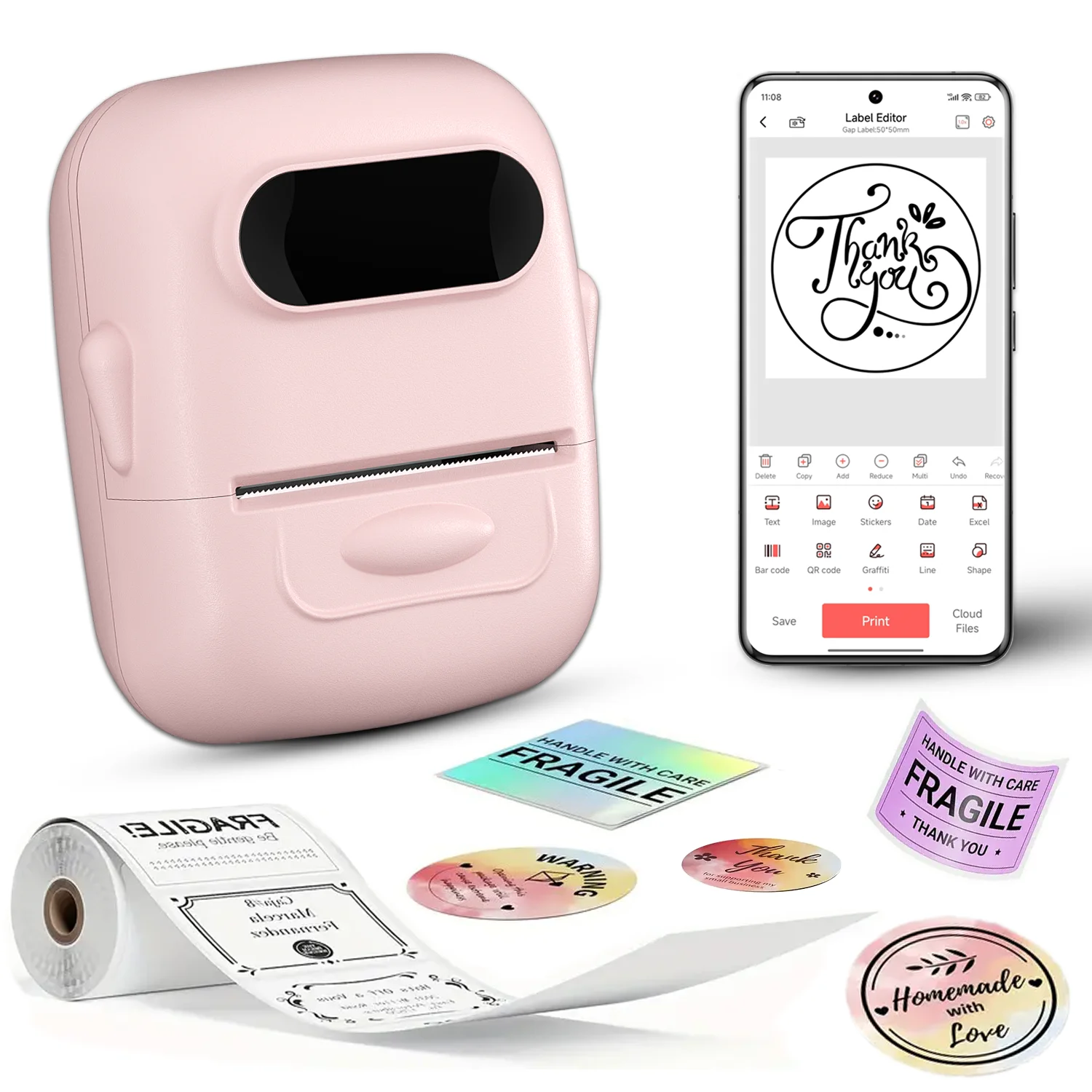 

MarkLife P50 Wireless Mini Label Maker - Portable Sticker Printer for Barcode, Address, Clothing, Small Business, Home
