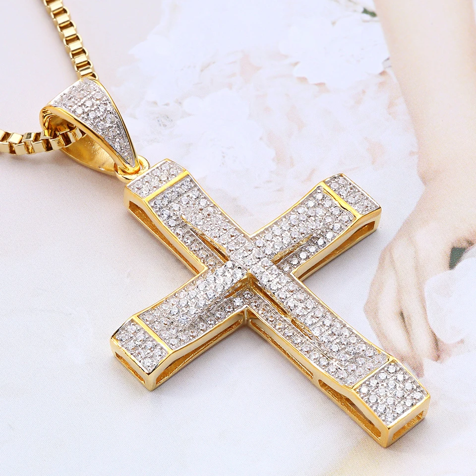 

VANAXIN Silver 925 Cross Unisex Pendant Necklace Men Women High Quality AAA CZ Gold Plated Fashion Jewelry Party Crucifix