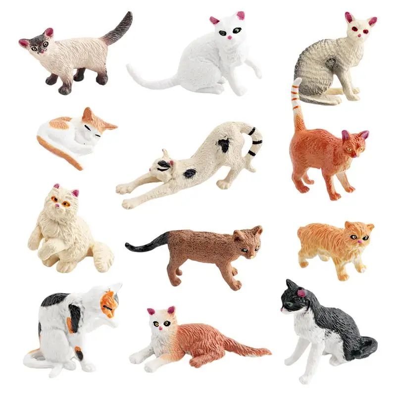 Montessori Toy PVC Cat Animals Model Action Figure Figurines Cute Miniature Education Kid Gift