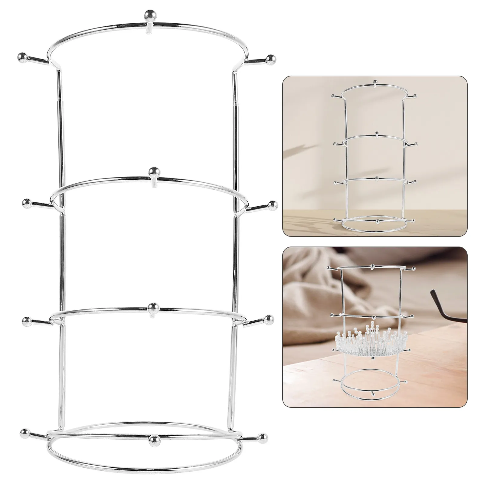 Four-Tier Metal Headband Display Stand Elegant Tiered Rack for Hats Headbands Tiara Crown Jewelry Organizer Desktop Showcase in