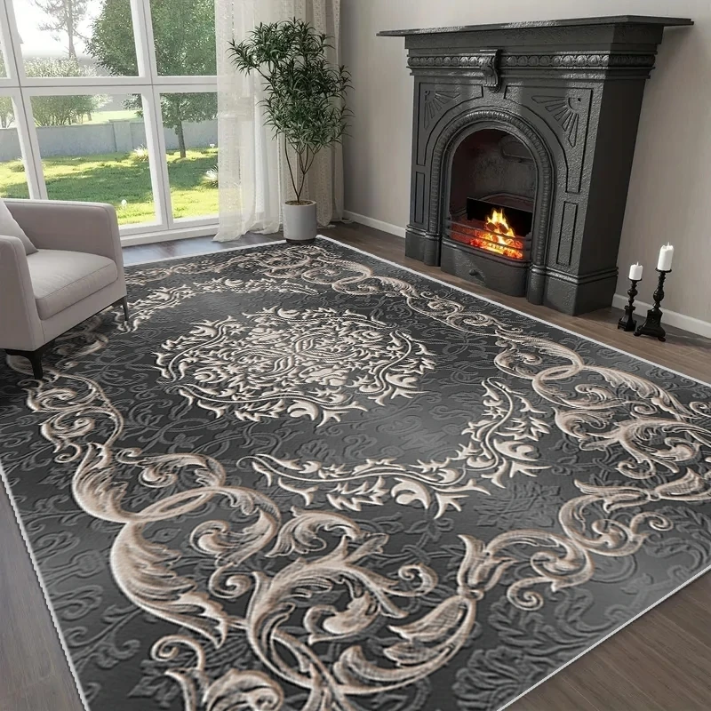 VIKAMA Bohemian Geometric Carpet, Non-slip Living Room Bedroom Mat, Kitchen Study Room Carpet, Home Decoration