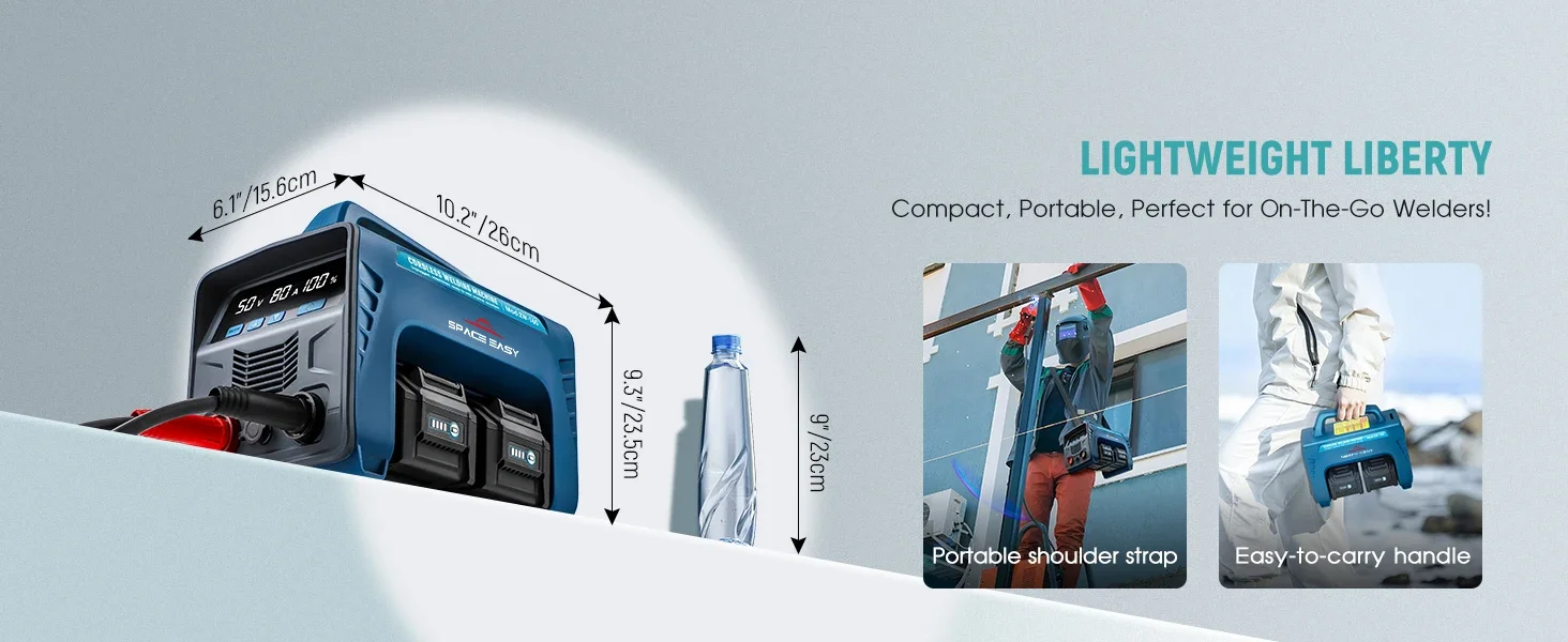 

2025 hot sale Portable Cordless Battery Powered MMA MIG ARC Stick 60A DC Welding Machine LED Display Digital Dual batteries Weld