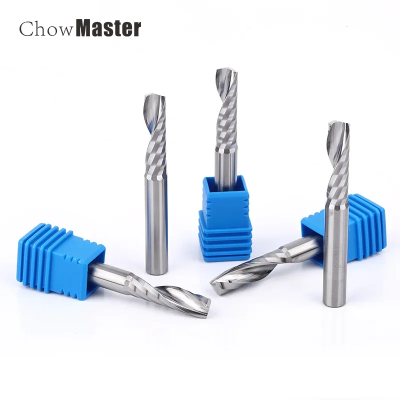 Brocas enrutadoras en espiral de una sola flauta, 3.175/4/6/8mm para cortar madera/plástico/madera, fresa CNC acrílica, 1 fresas de extremo de flauta