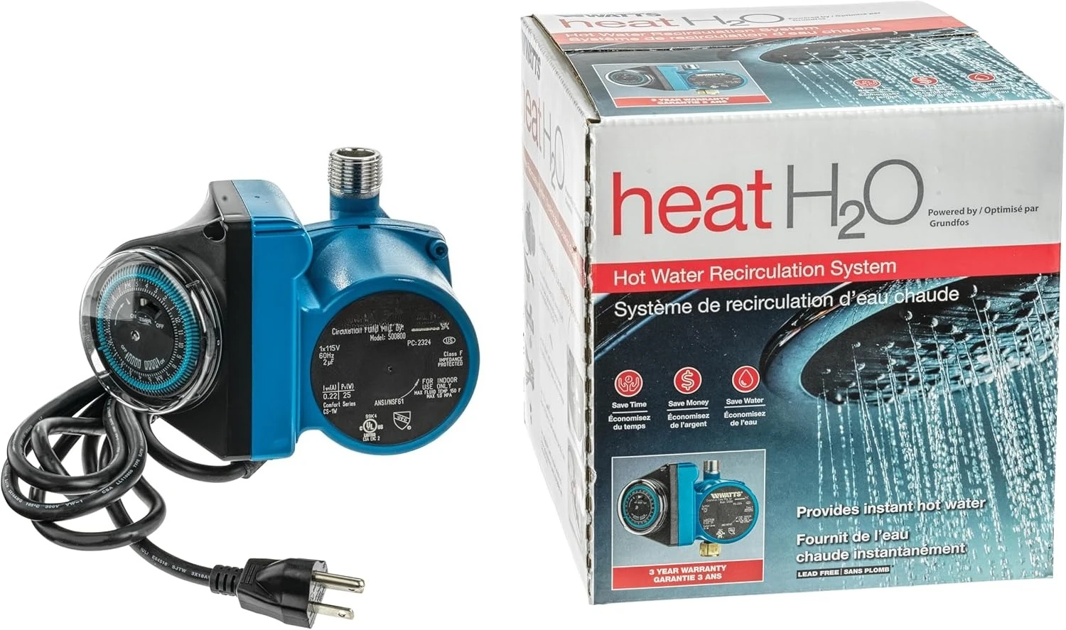 H2O Hot Water Recirculation System w/Programmable Timer, Instant Hot Water,  Pump, 2 Adapters, Sensor Valve,Hot