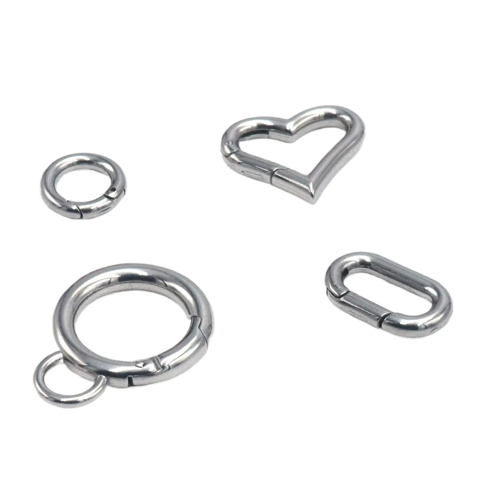 

Застежка-карабин из нержавеющей стали в форме сердца с функцией пружины, для багажа, брелоков, подвесок, кнопок, аксессуаров для рукоделия, оптом