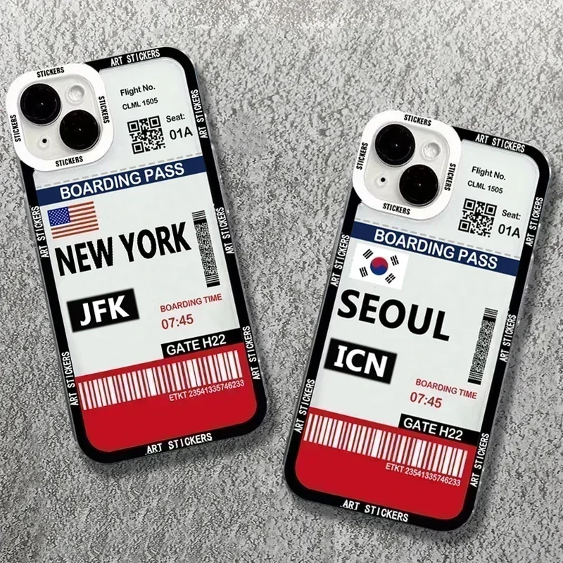 World City Travel Ticket Label Phone Case For Xiaomi Redmi Note 12 13 Pro Plus 5G 12S 12 11S 11 10S 10 Redmi 12 13C Clear Cover