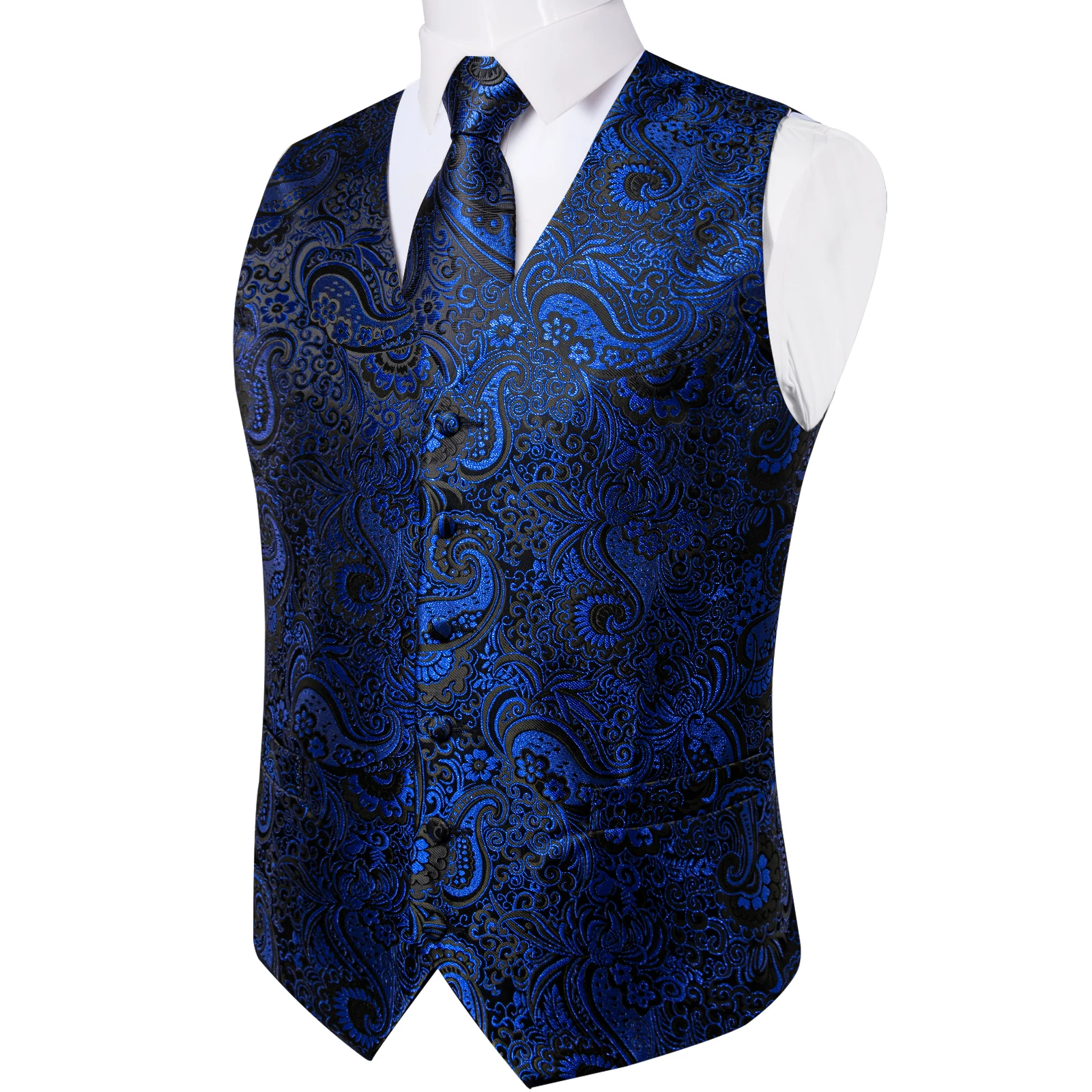 Luxus kleid weiß Paisley Hochzeits weste für Mann Anzug Mode Männer Business Smoking Weste Westen Anzug Krawatte Set Chaleco Hombre – Detail 29