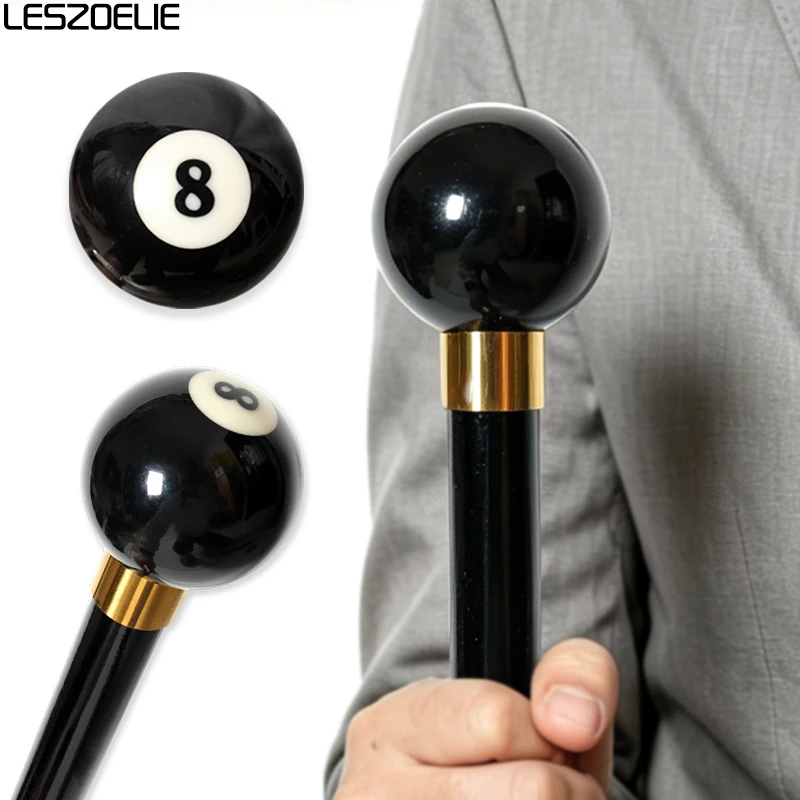 Black Beech Wood Walking Cane with 8 Ball Handle 2-Piece Detachable Fashionable Stick for Men And Women Daily Use Cosplay