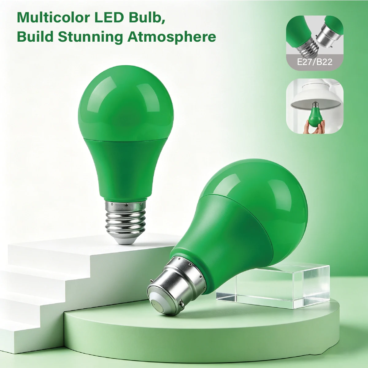 Decorative Green Color LED Lighting Bulbs 8W 640LM AC100-240V E27 B22 Lamps Home Party Stage Garden Courtyard Event Lights