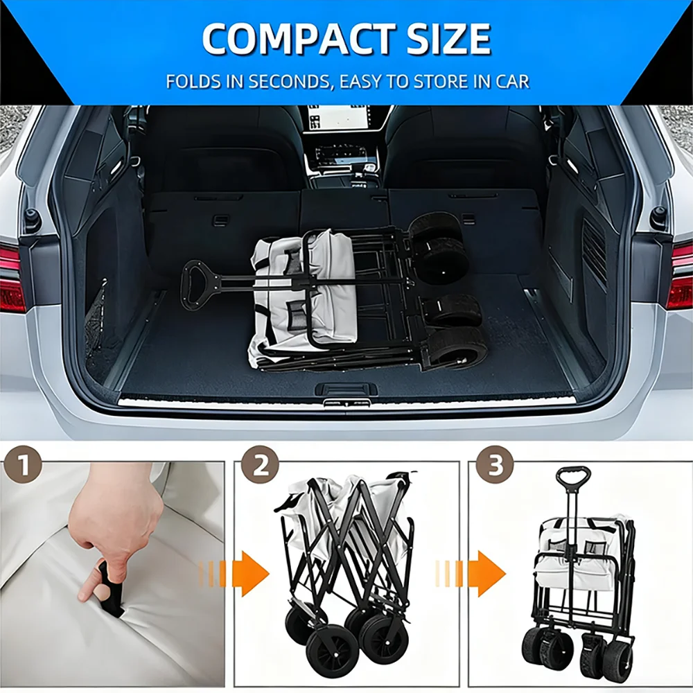 Kostenloser Versand, schnelle 4 Tage nach Deutschland, Multifunktionswagen, Outdoor-Camping-Fahrzeug, zusammenklappbar, zum Sammeln, Camping-Handwagen, tragbarer, zusammenklappbarer Trolley, mobiler Stand – Detail 3