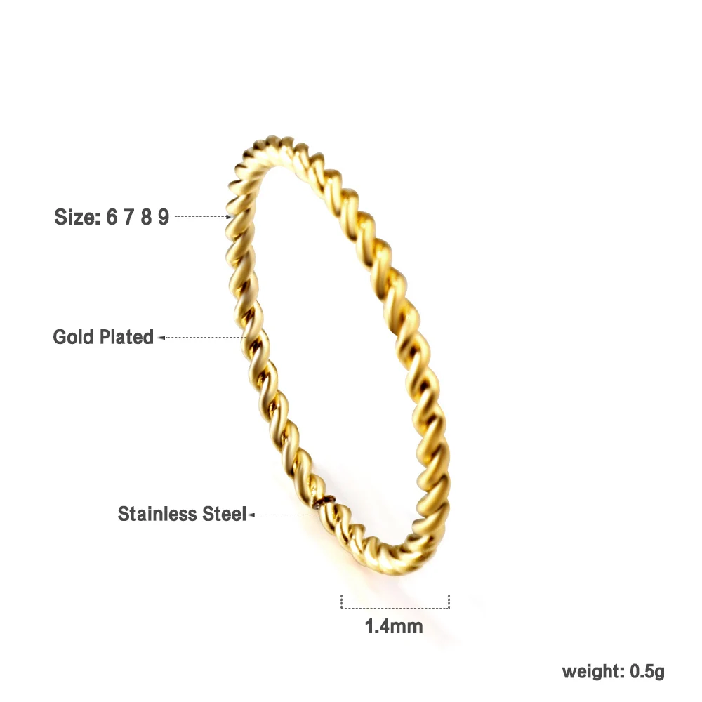 Luxusteel Rvs Vrouwen Ringen Eenvoudige Twist Touw Munt Hart Ronde Textuur Waterdichte Vingerbanden Ring Bruiloft Sieraden