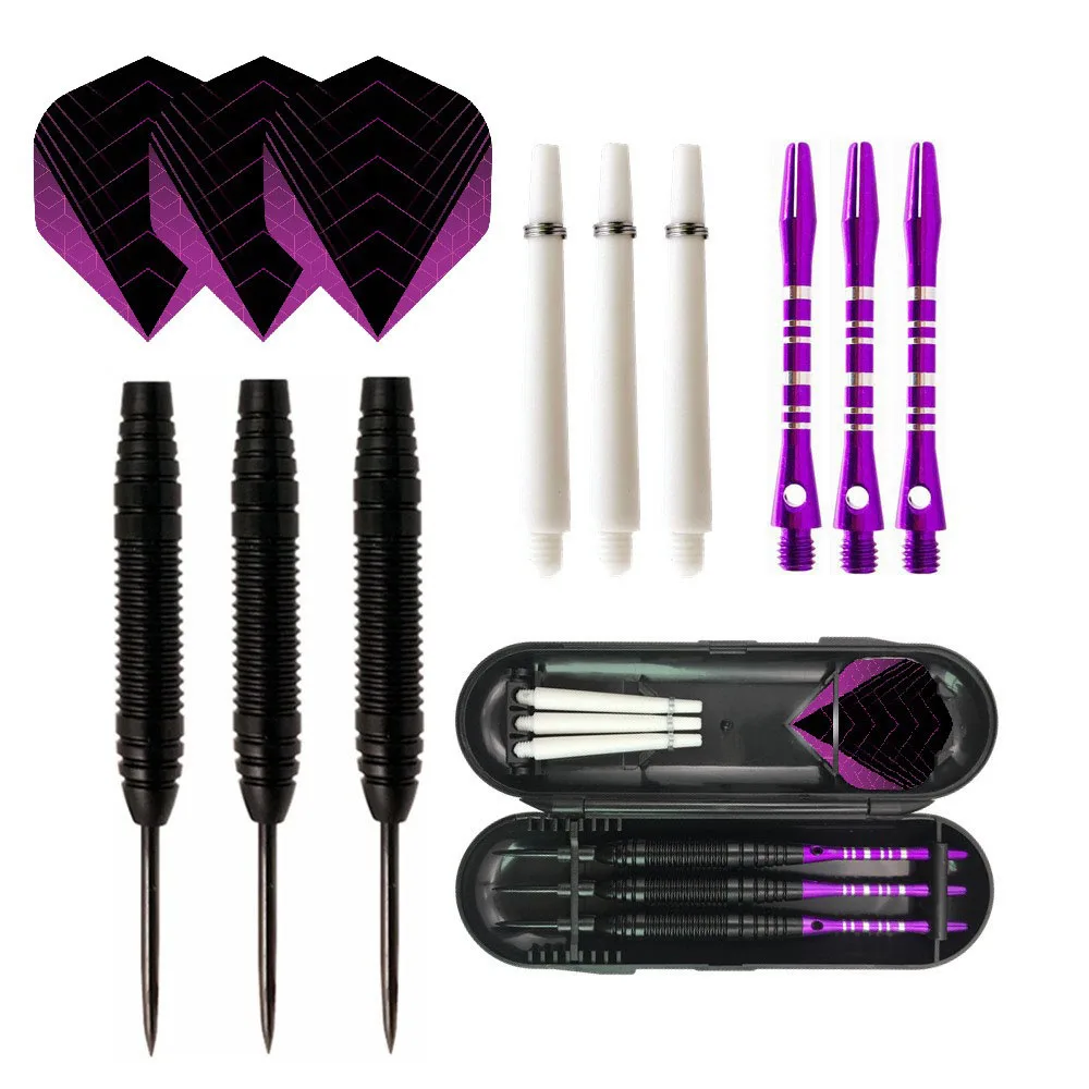 Indoor Sport Steel Tip Darts Set 3Pcs Metal Dart Kit with Storage Box Accessories for Hard Dart Board Entertainment Game