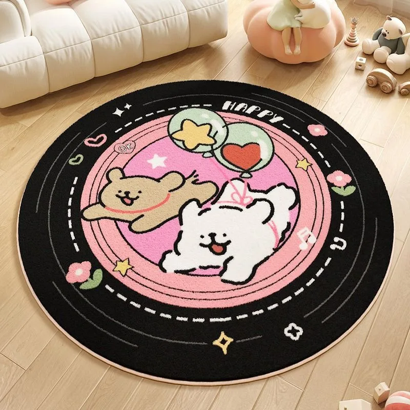 MINISO Disney Cartoon Album Circular Carpet Cute Cartoon Home Decor Living Room Sofa Bedroom Bedside Kitchen Game Mat Non-slip