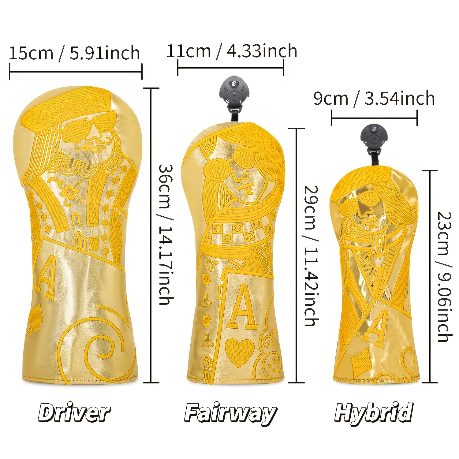 1pc/3pcs Playing Cards JQK Style Golf Head Covers, Fits Driver, Fairway Wood And Hybrid Clubs.Universal Design for Men And Women image 6