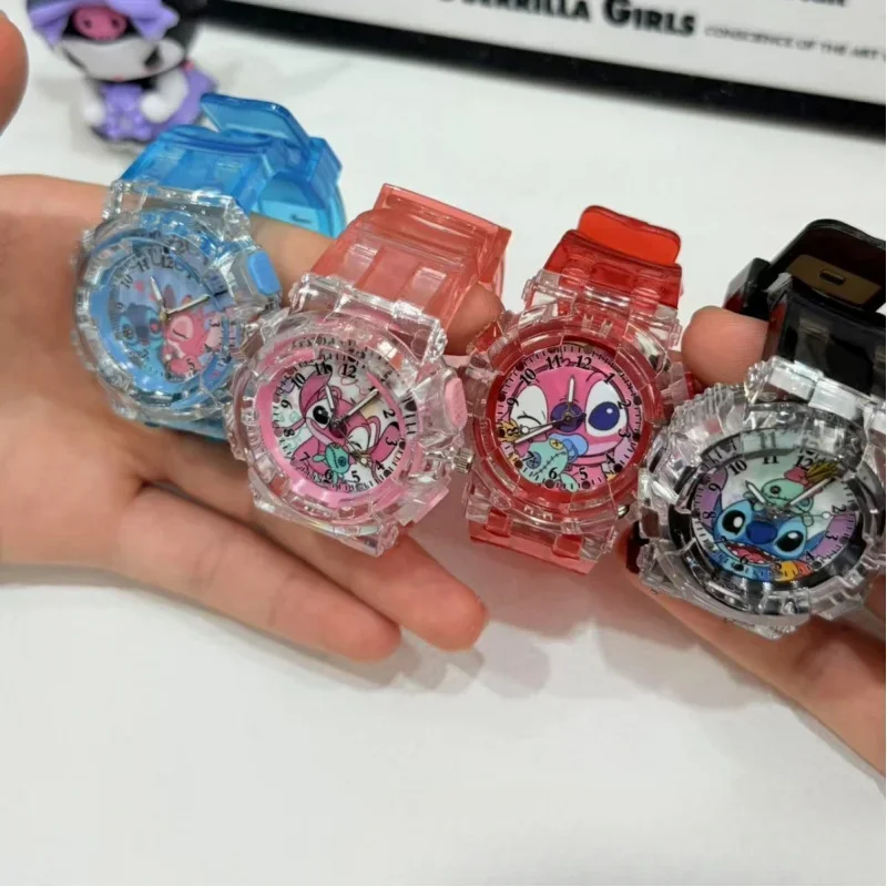 

Disney Stitch Angel Watch Pattern Led Светящаяся вспышка Детские часы Игрушки Модные кварцевые наручные часы Рождественские подарки для детей