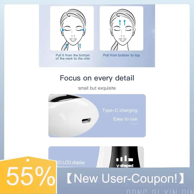 A60T Nieuwe elektrische V-Face Lift Roller Massager EMS Microstroom Sonische trillingen Gezichtslifting Huid Draai Massage Schoonheid