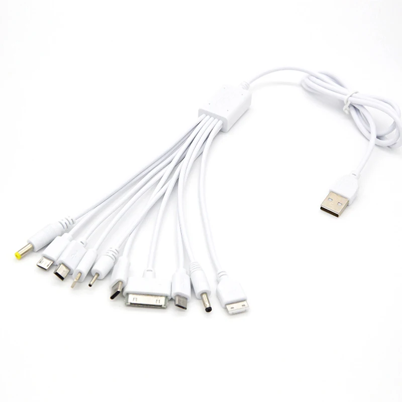 Universal 10 in 1 USB Cable Multi Charging Cable Compatible with Multiple Cell Phone Blutooth Earphone Speaker MP3 Player & More