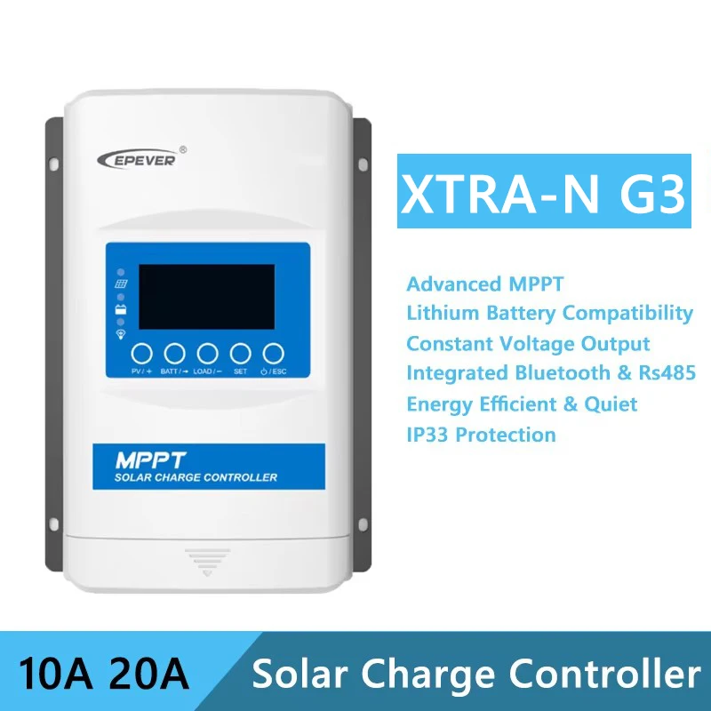

10A 20A MPPT Solar Charge Controller 12V 24V EPEVER G3 Series LCD Solar Regulator Support Battery Auto Identify