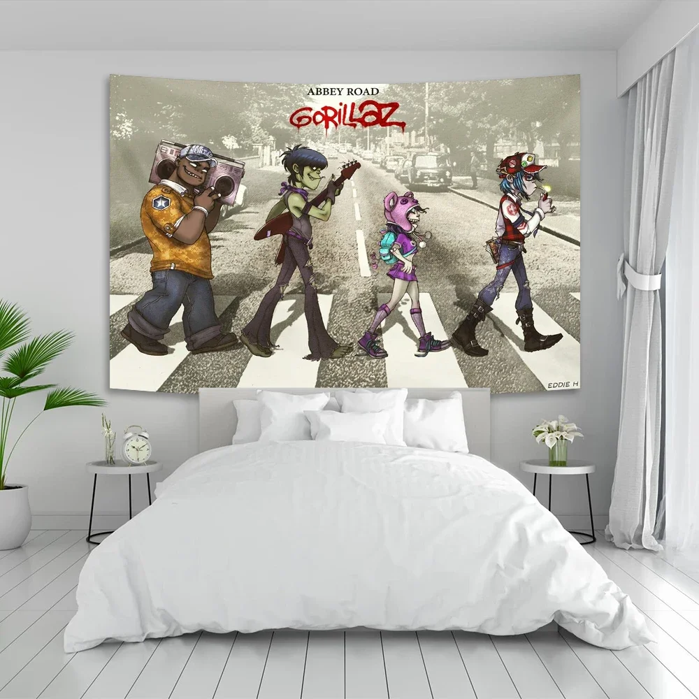 Music Band Gorillaz Punk Rock Tapestry Large Fabric Wall Hanging Cover Room Bar Cafe Decor