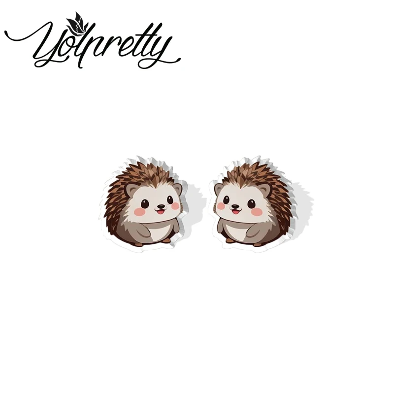 Cartoon Animal Hedgehog orecchini a bottone in acrilico orecchini in resina epossidica per orecchini di moda per donne e ragazze