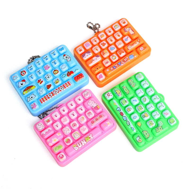 Cute Cartoon Mini 26 Keys Keyboard Clicker Keychain Fidget Toy Anti Stress Fingertip Decompression Toy Portable Bag Pendant