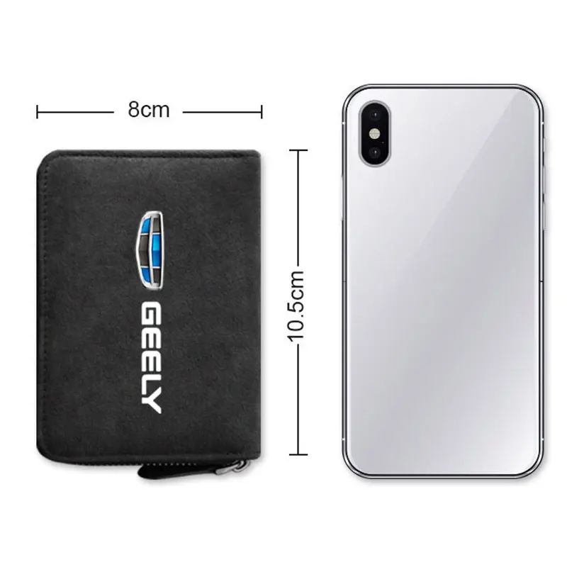 Car business card holder ID Cards Pouch Case Bag Wallet For Geely geometry C Emgrand Gx3 Ec7 Atlas Coolray Cross X6 Accessories