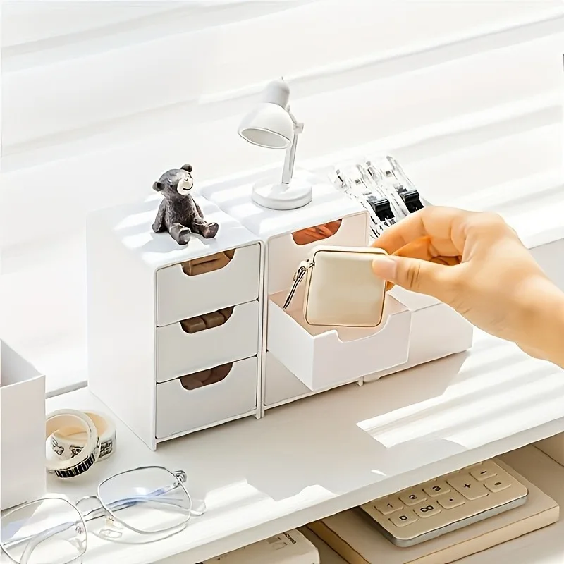 Drawer-style desktop storage box, stackable and separable design, suitable for home or office use, back-to-school season