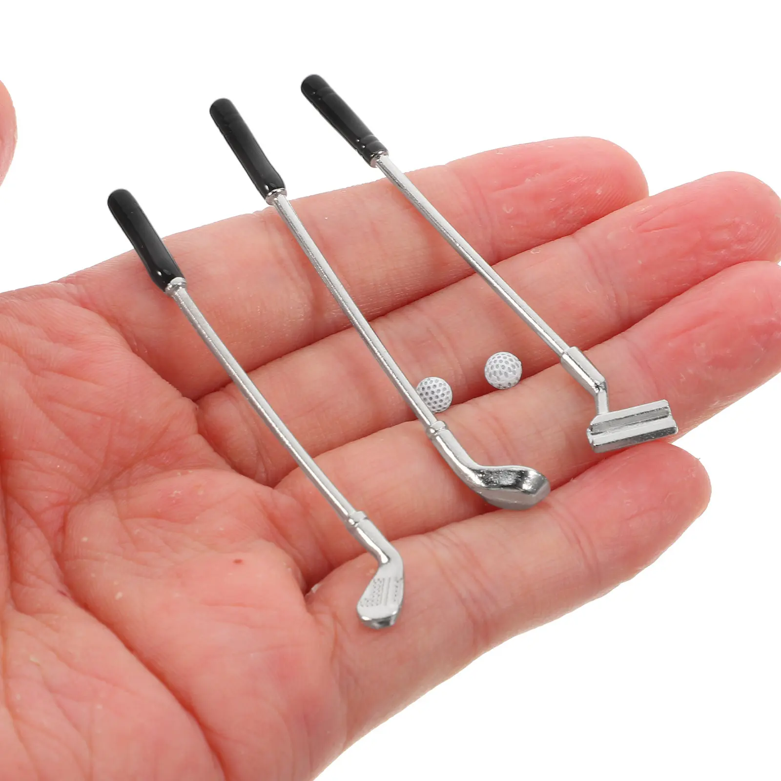 1Set Delicate Miniature Golf Club Mini House Accessory Scene Setup Miniature Golf Club Photography Prop Dollhouse Decor