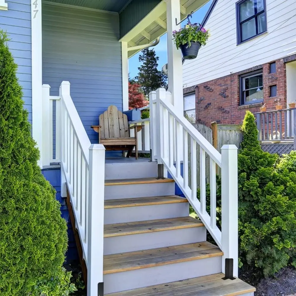 

Комплект из 4 регулируемых кронштейнов для столбов, устойчивых к коррозии, сверхпрочные опоры для столбов забора, черные металлические кронштейны для столбов перголы